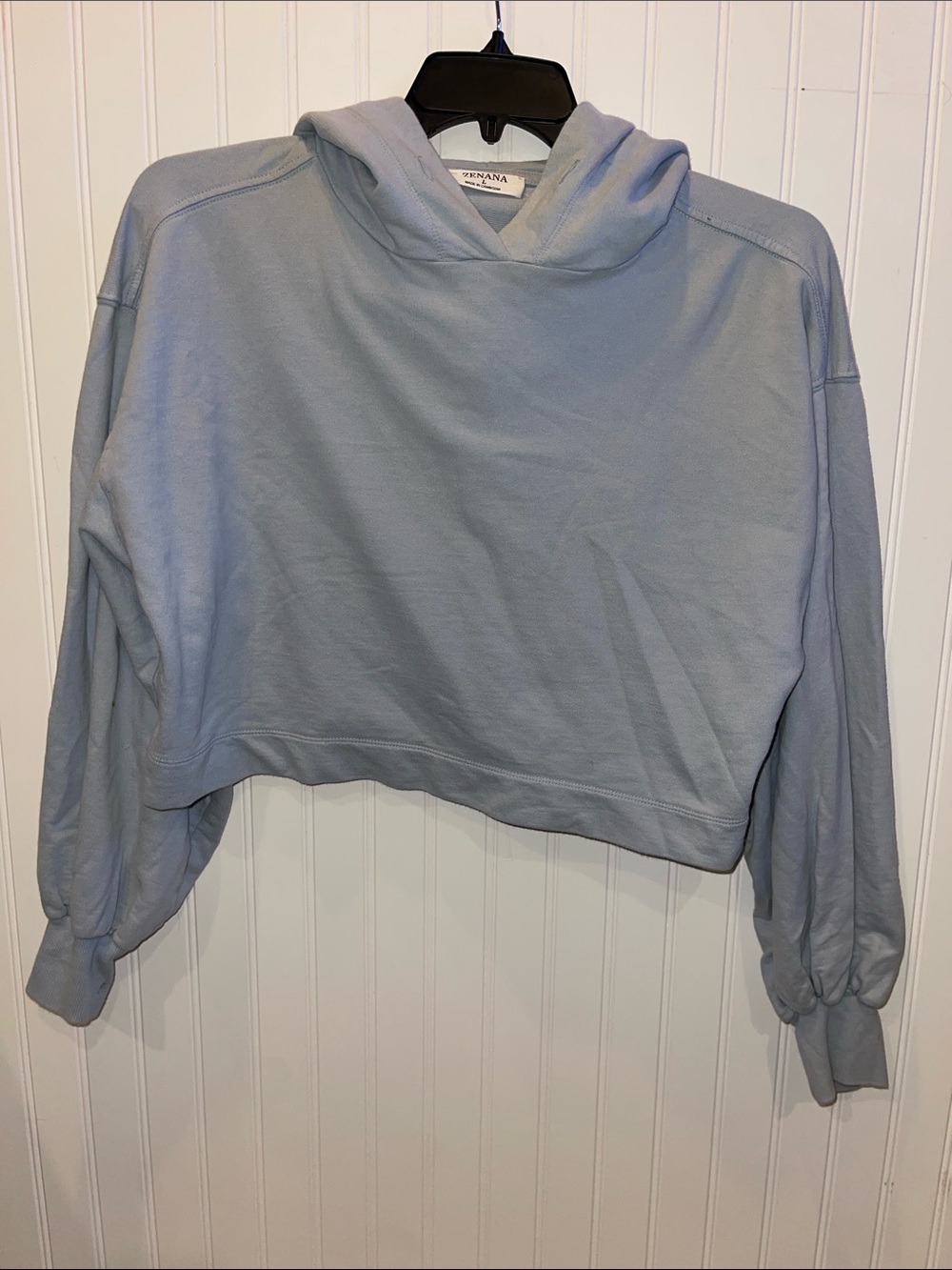 Zenana Outfitters Light Blue Cropped Hoodie